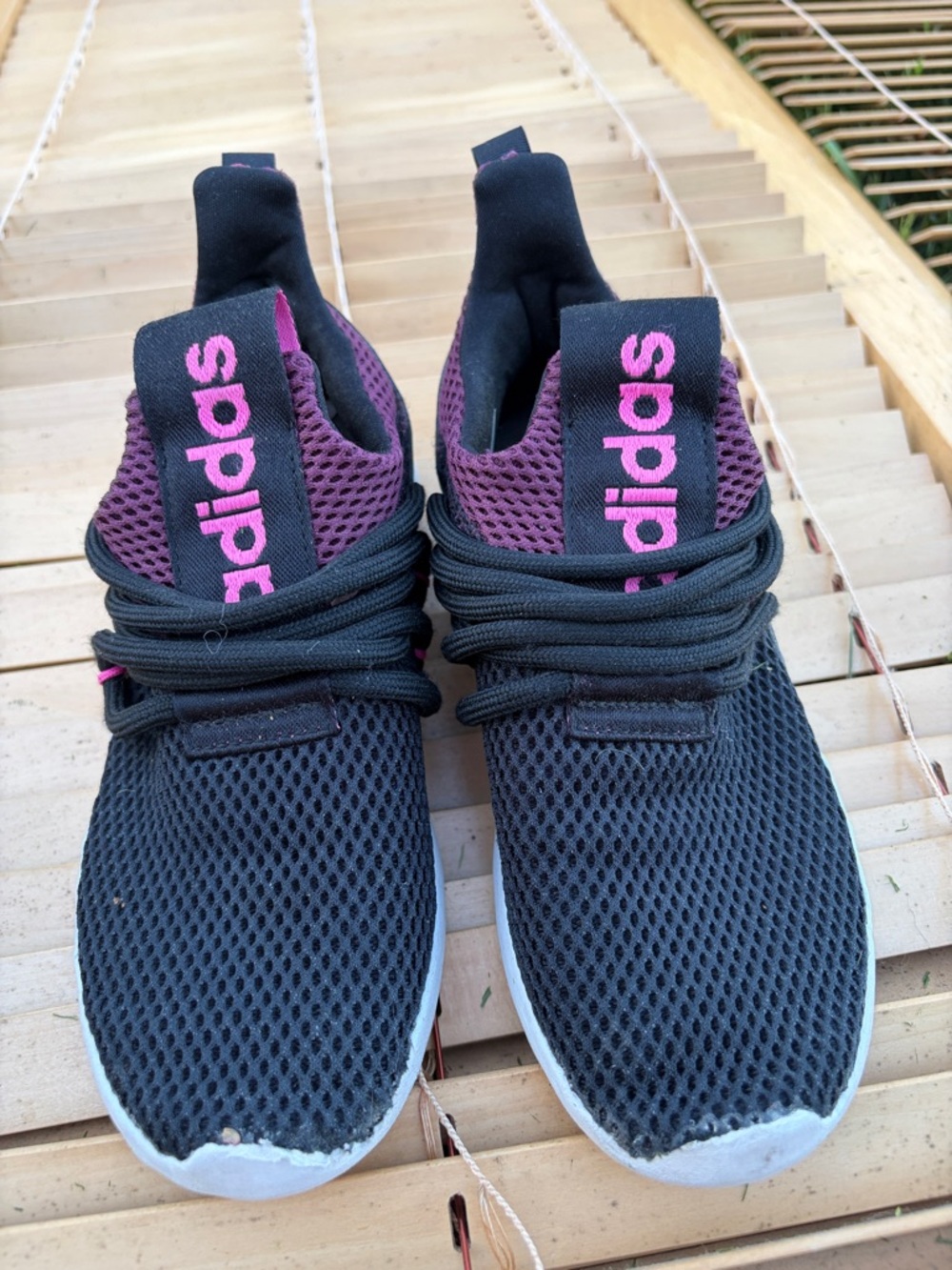 adidas Women's Black & Purple Mesh Athletic Sneakers